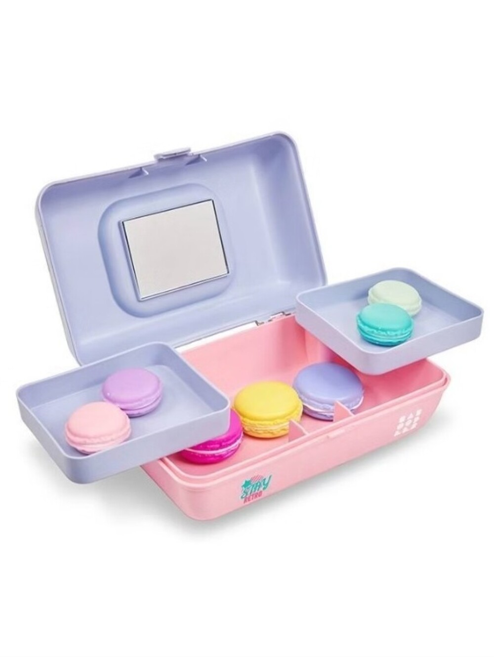 Caboodles Retro Pastel Carry Case Make Up - Lavender & Pink Compartments NWT